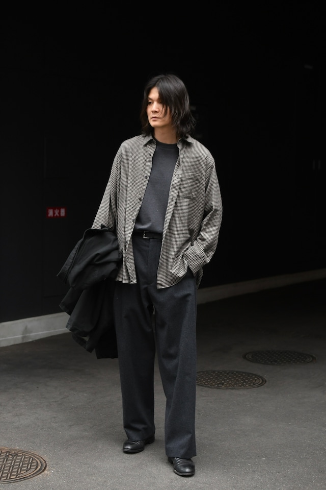 A.PRESSE / Wool Flannel Wide Trousers (Charcoal)