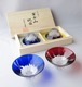 田島硝子　富士山祝盃　ペア　MT. FUJI SAKE GLASSES (A pair of Blue and Red) 