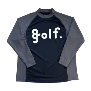 MESH SWITCHING L/S MOCK NECK TEE -BLACK/ GRAY-