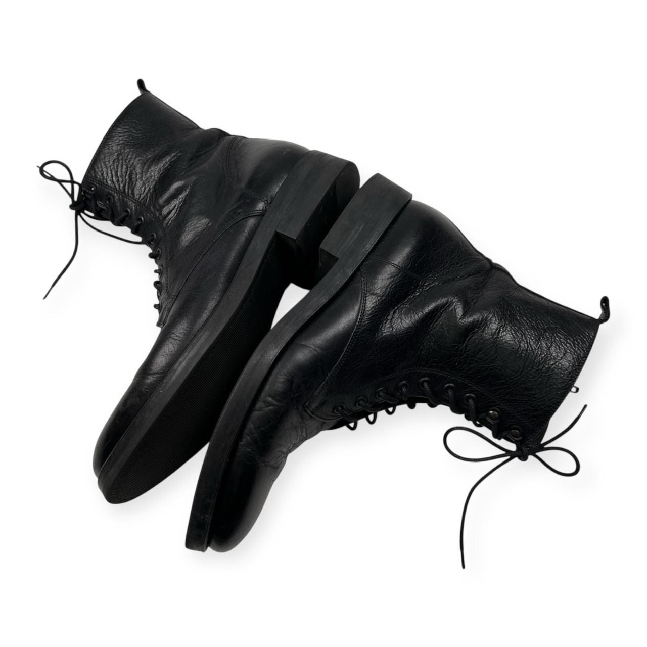 イタリア製 leather サイドジップ レザー ブーツ サイズ 42 /ブラック/本革/ビンテージ/約26.5cm~27.0cm程度