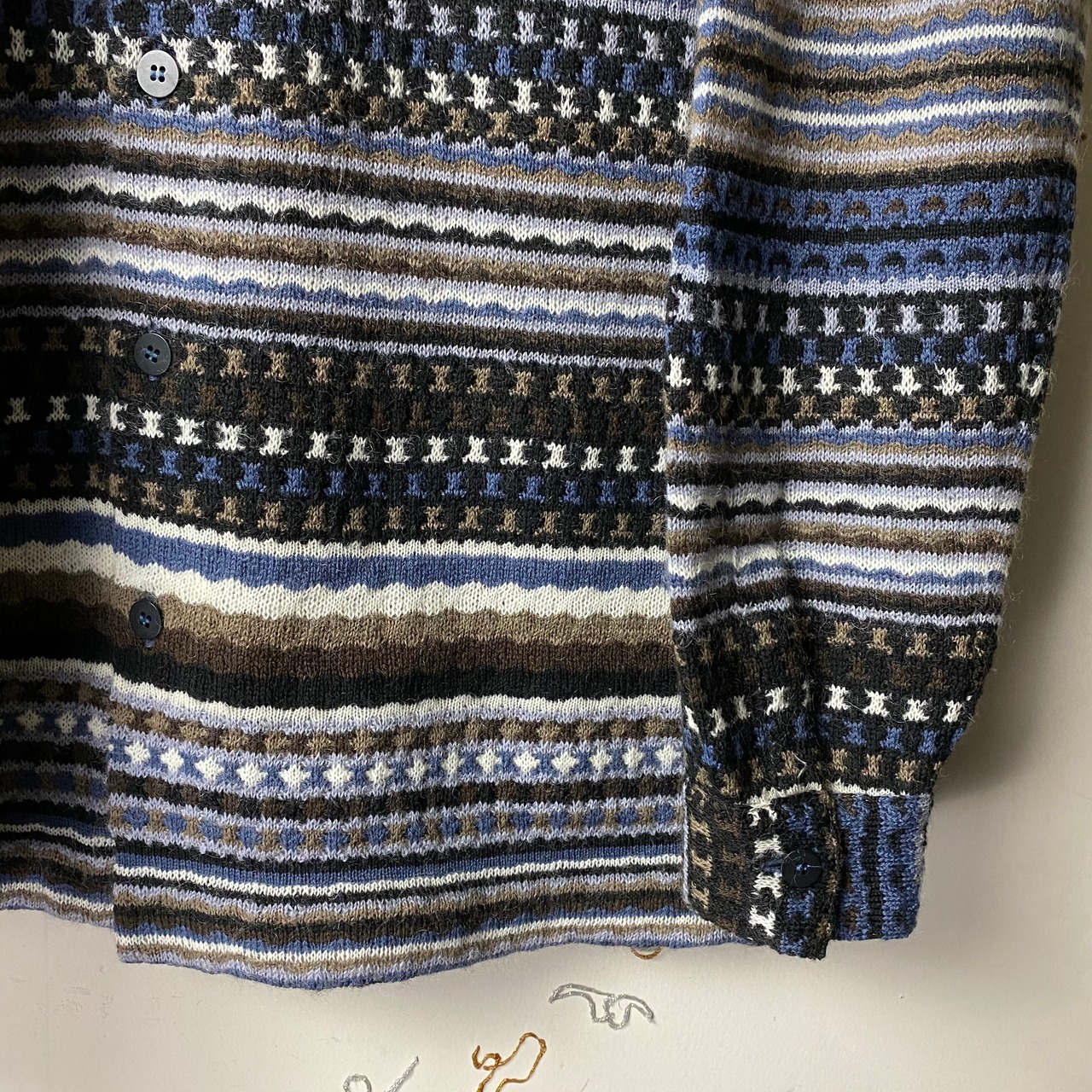 vintage MISSONI border pattern mohair knit shirt