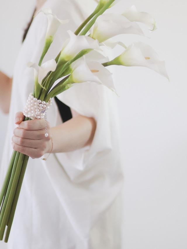 〈完成品販売ブーケ〉Calla pearl artificial flower bouquet