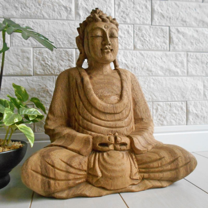一刀彫 仏陀坐像 26cm 仏像 仏陀 ブッダ オブジェ 仏像の置物 仏陀の