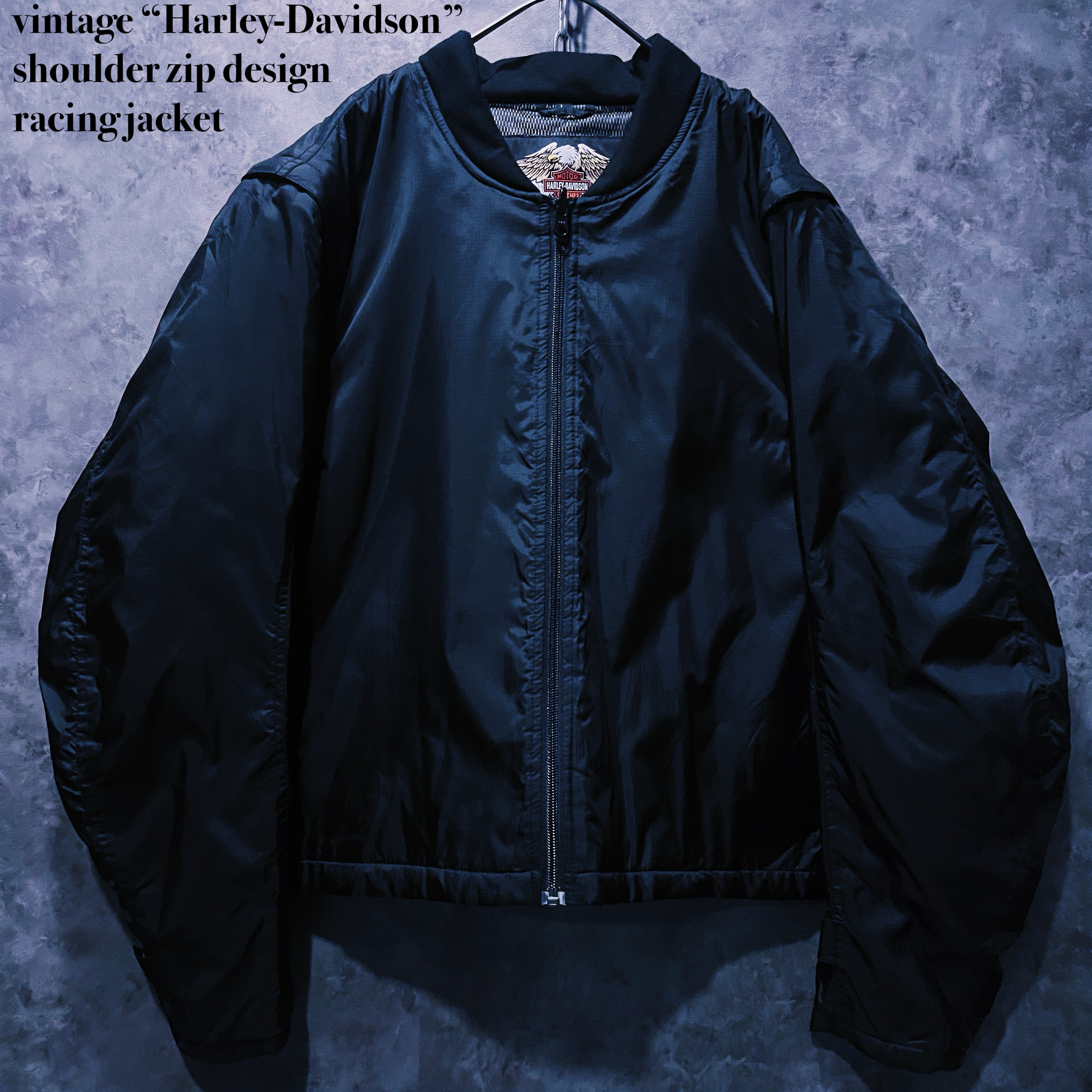 【doppio】vintage “Harley-Davidson” shoulder zip design racing jacket