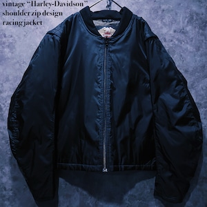 【doppio】vintage “Harley-Davidson” shoulder zip design racing jacket