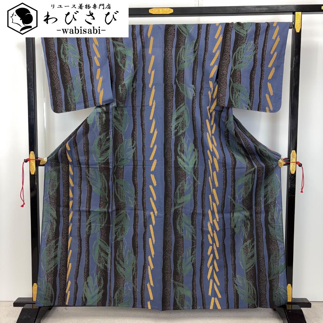 夏着物 浴衣 有松鳴海本絞り 花模様 濃紺色 K-6203 着物 きもの kimono