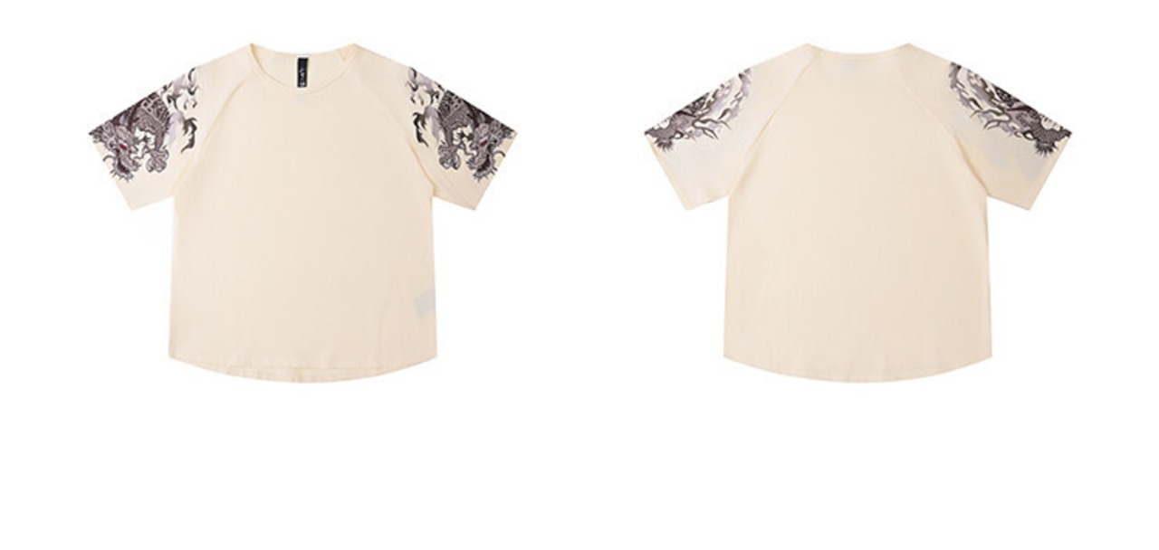 Double Dragon Embroidered  T-shirt 2color【G1013】