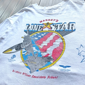 90s  USMC〝  Aviation Officer Candidate  School 〟 print Long  Sleeve T-Shirt  / Size X-LARGE  Hanes Body