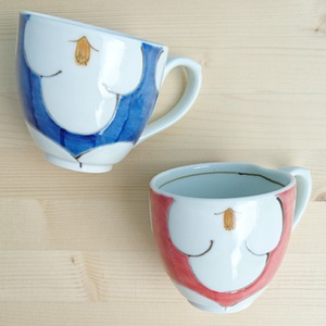 【アウトレット】有田焼　ダイエット　ミニお茶碗　花紋【赤・青】