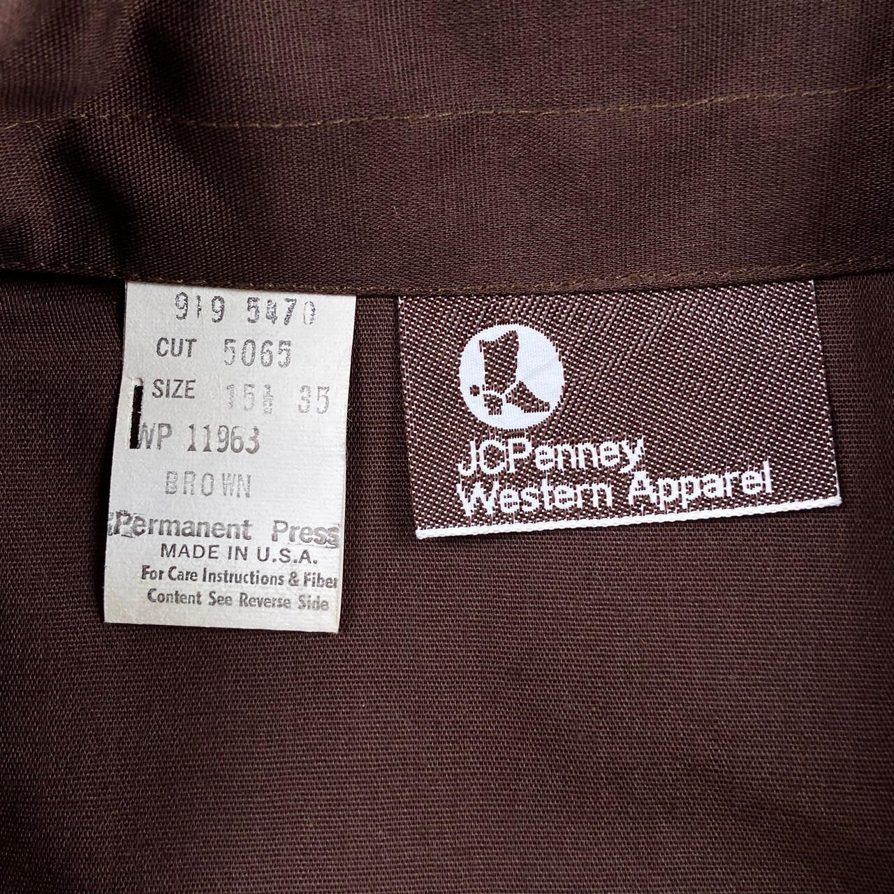 70年代 USA製 JC Penney 長袖ウエスタンシャツ Permanent Press メンズ 