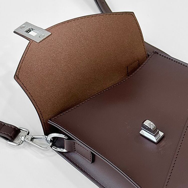 韓国デザイン 本革 レザーショルダーバッグ アシンメトリーBAG 韓国メンズファッション】アシンメトリーレザーミニバッグ