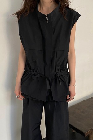 DRAWSTRING FLAP NYLON VEST　(BLACK) 2505-94-4
