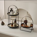 メタル トレイ スタンド 持ち手付き 収納 ラック ディスプレイ スキンケア 化粧品 整理 おしゃれ インダストリアル モダン インテリア 小物入れ 卓上 収納トレー