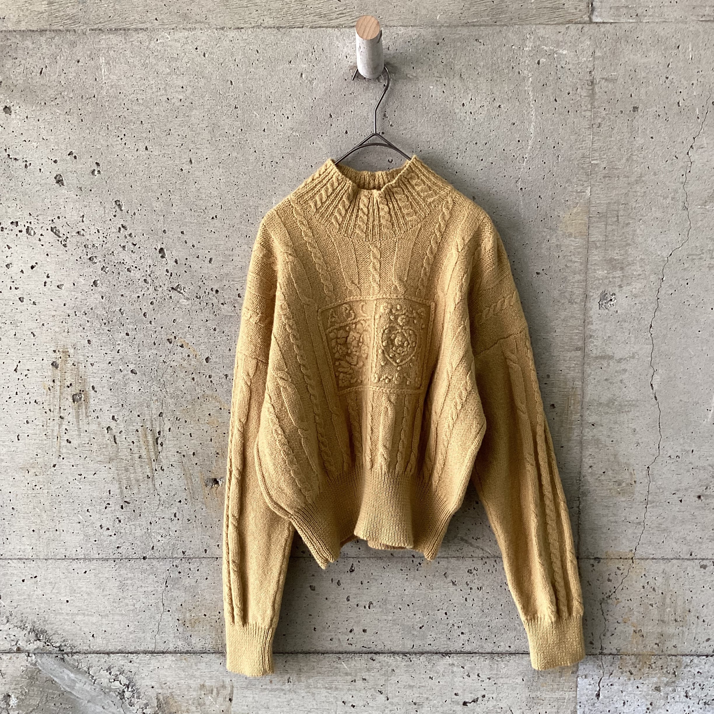 Mustard floral embroidered knit