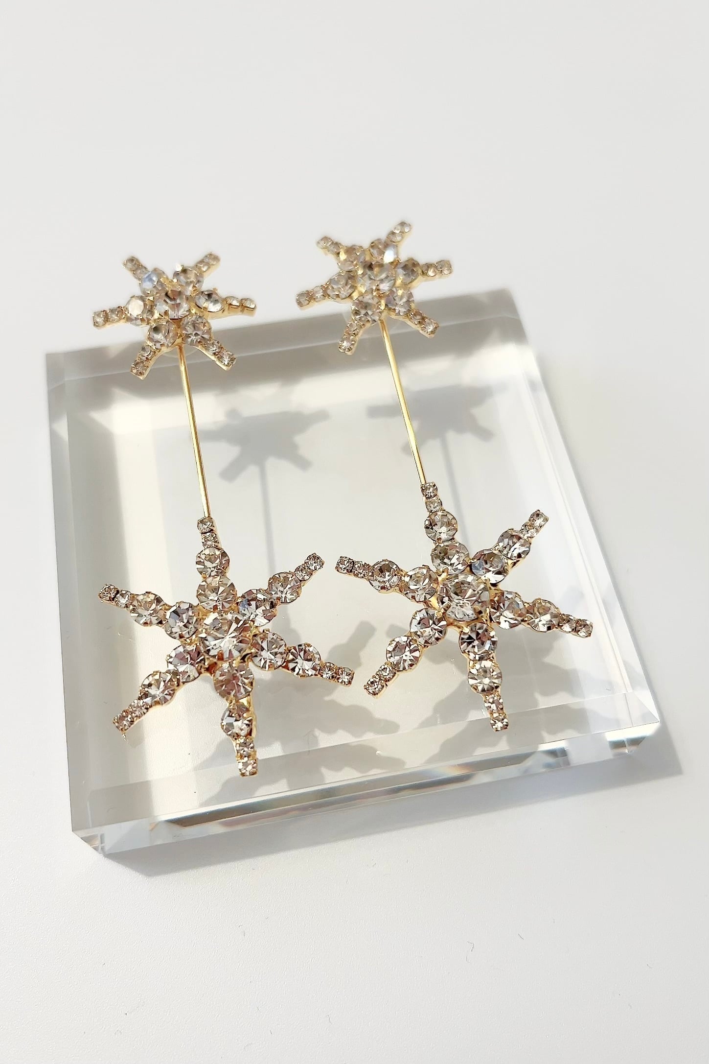 イヤリングコンバーター対応】クリスタルスターピアス silver/gold