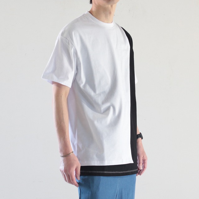 【TMDL】Lサイズ入荷！フロント切替 レイヤード風 Tシャツ カットソー　(12082)