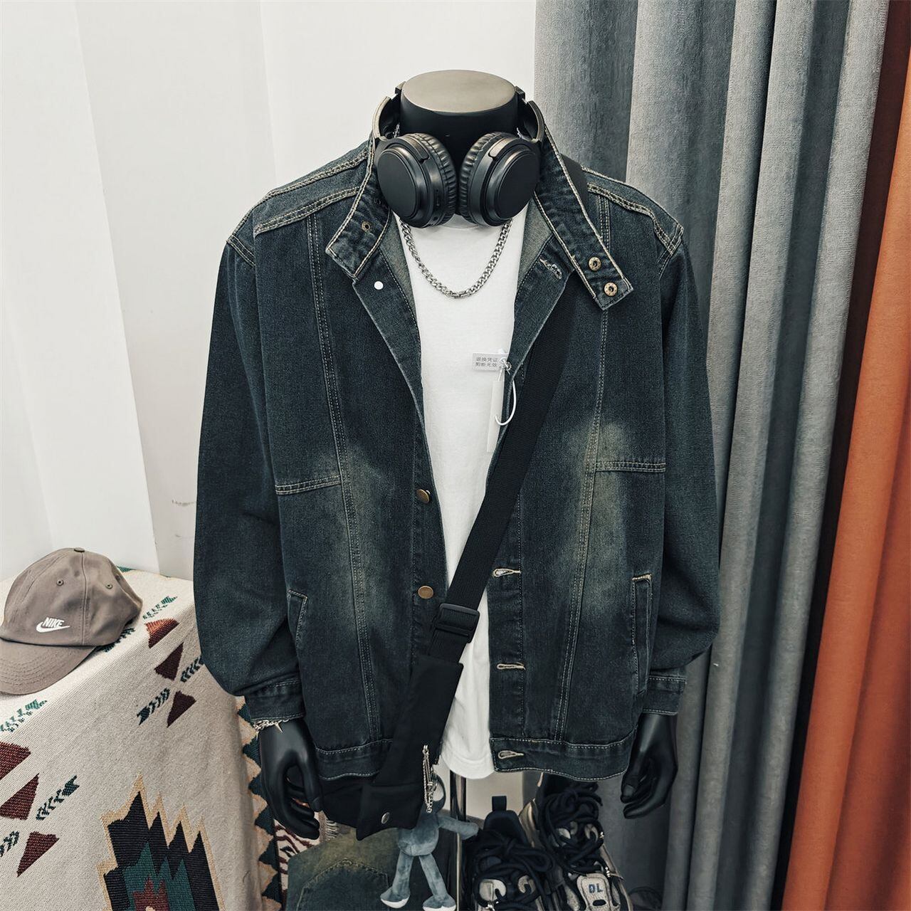 Retro Stand-Collar Denim Jacket(MT1703)