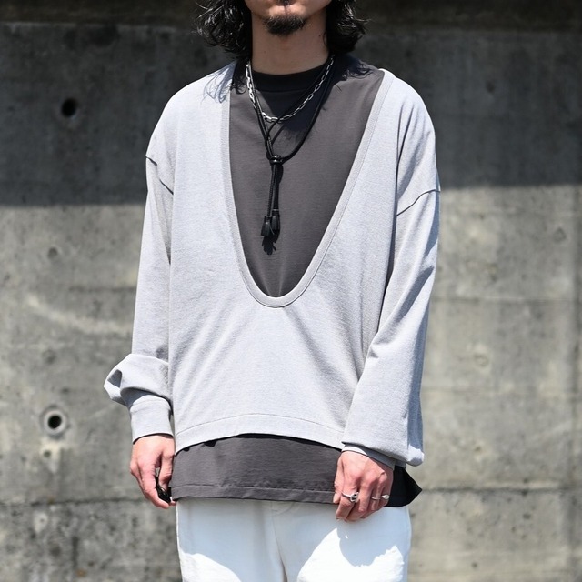 Nonnotte / Drape U Pullover with Cuff Sleeve