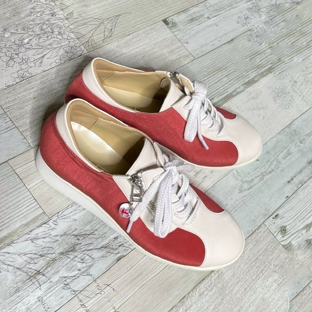 和ごころスニーカー【本革(白)✖️絹*日本茜染】