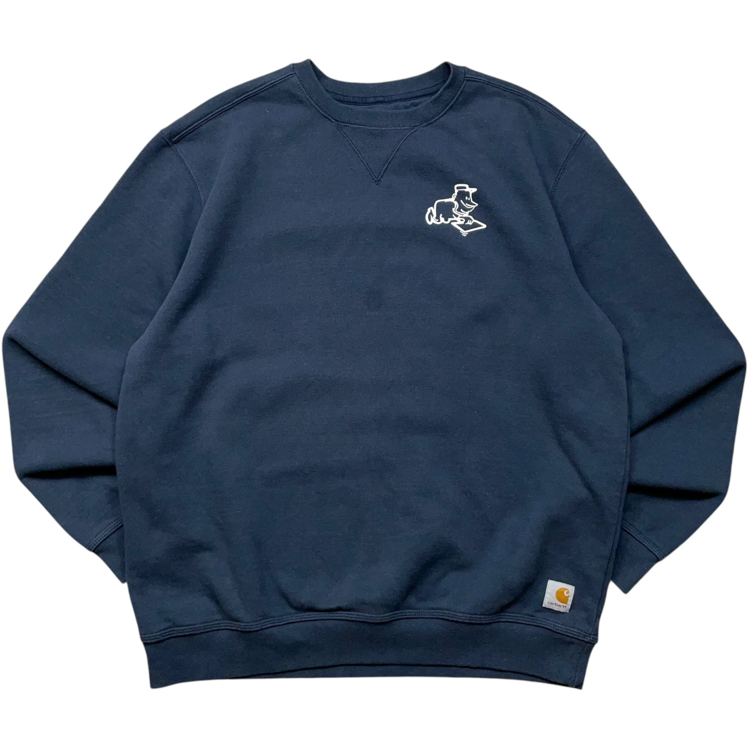 《L》 Carhartt カーハート スウェット 前V 企業プリント コンクリート会社 ネイビー no.5606