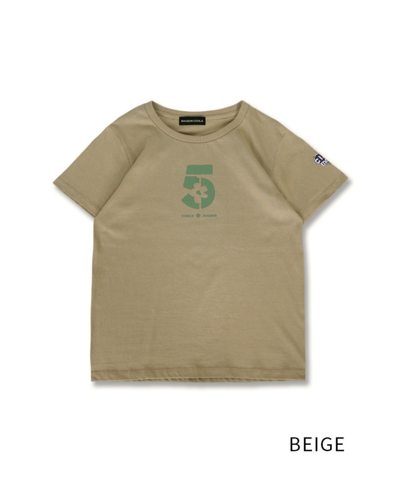 5ロゴプリントコンパクトTシャツ (BEIGE) CQ-49005
