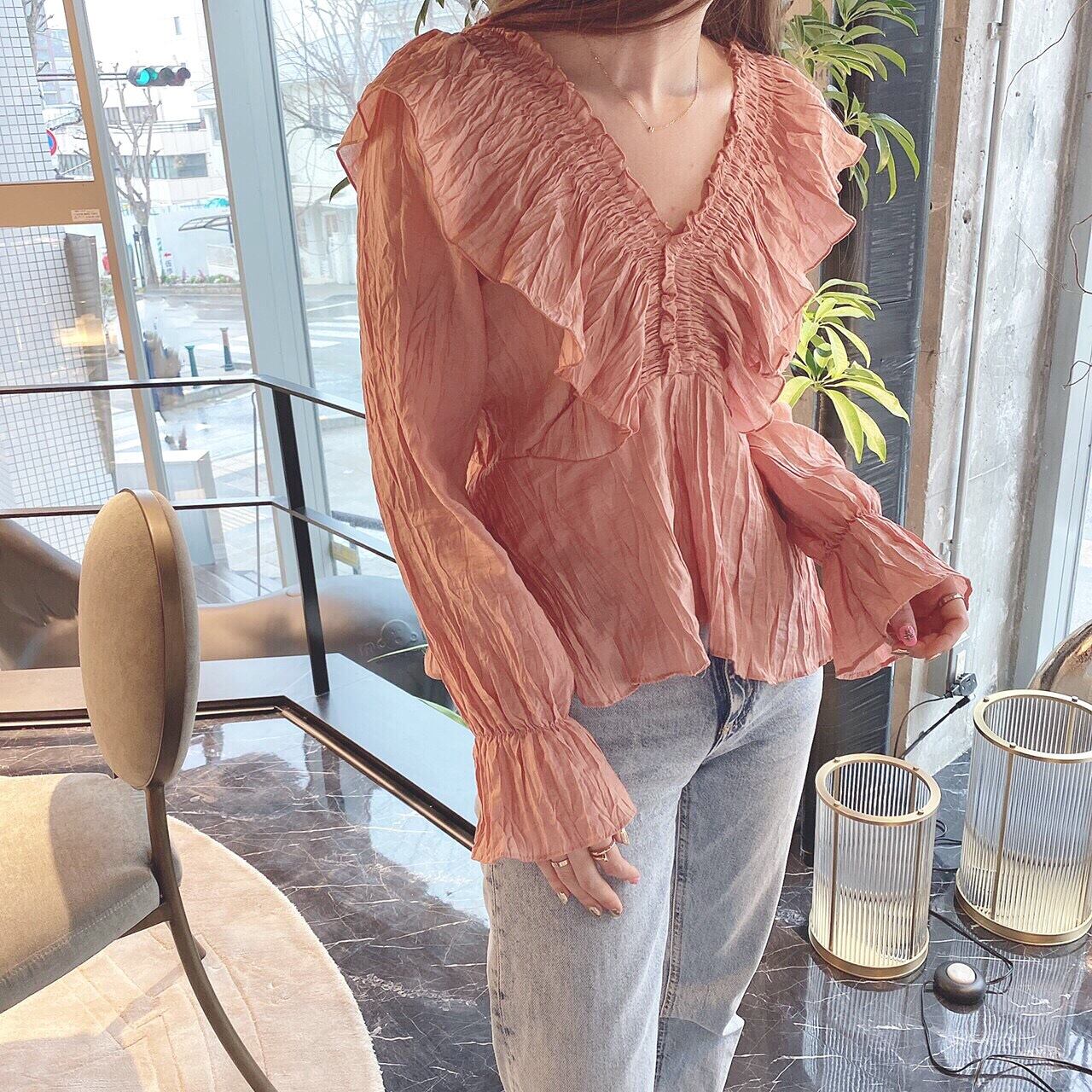 Crinkle blouse /pink (3月下旬頃発送予定)