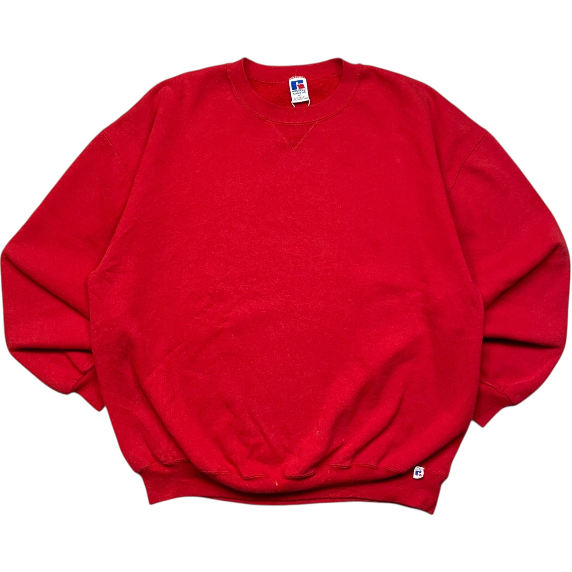 《XXL》russell athletic ラッセルアスレチック スウェット 前V 無地 レッド USA製 90年代 vintage no.9514