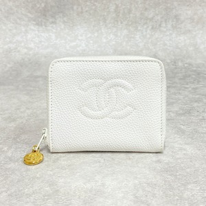 CHANEL シャネル コンパクトジップ キャビアスキン ホワイト 6649-202204