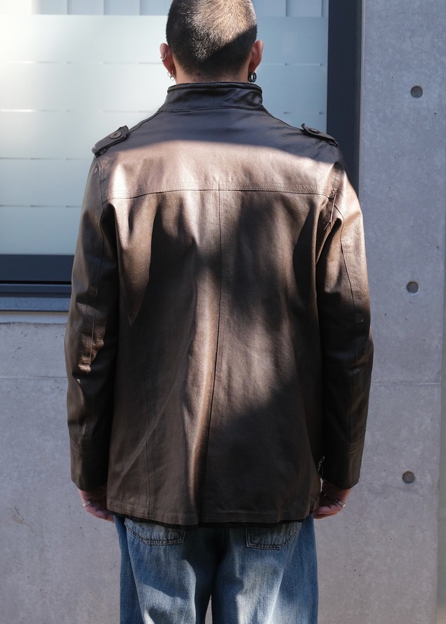 90's MARCO TAGLIAFERRI double zip leather field jacket