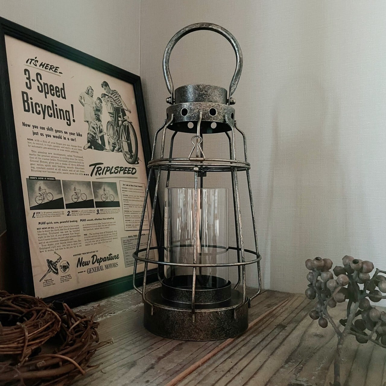 激レア】鉄製 アンティーク調キャンドルスタンド 2灯式 ランタン