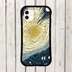 受注生産 iPhoneケース 金色の渦巻き銀河と白い月の星図｜天体図風 STAR042B