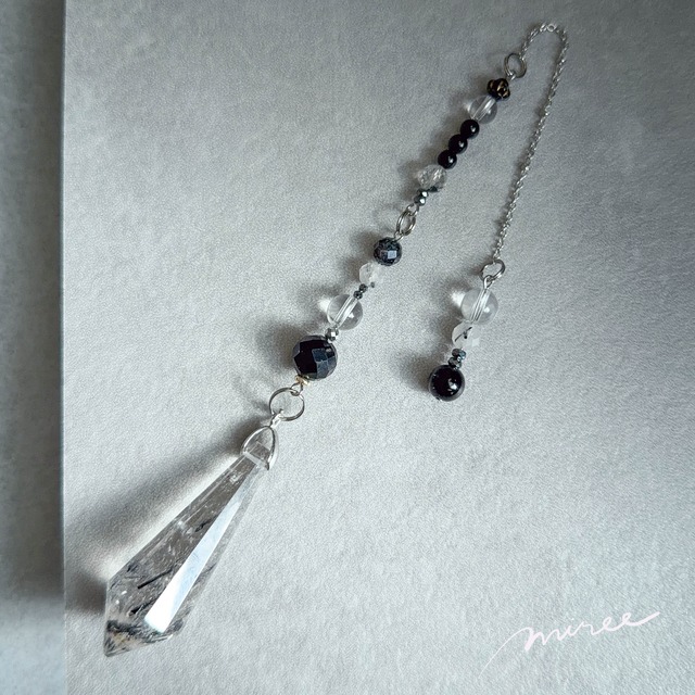 すべての悪運を断ち運命を浄化するペンデュラム【ブラックトルマリンインクォーツ×モリオン】black tourmaline pendulum_154