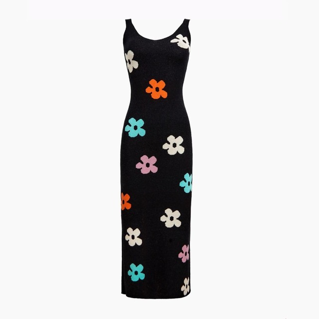 Black Flower Embroidered Dress