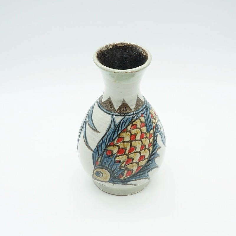 魚紋の花瓶【金城陶器秀陶房】 | 沖縄の工芸品うぃーりきさん