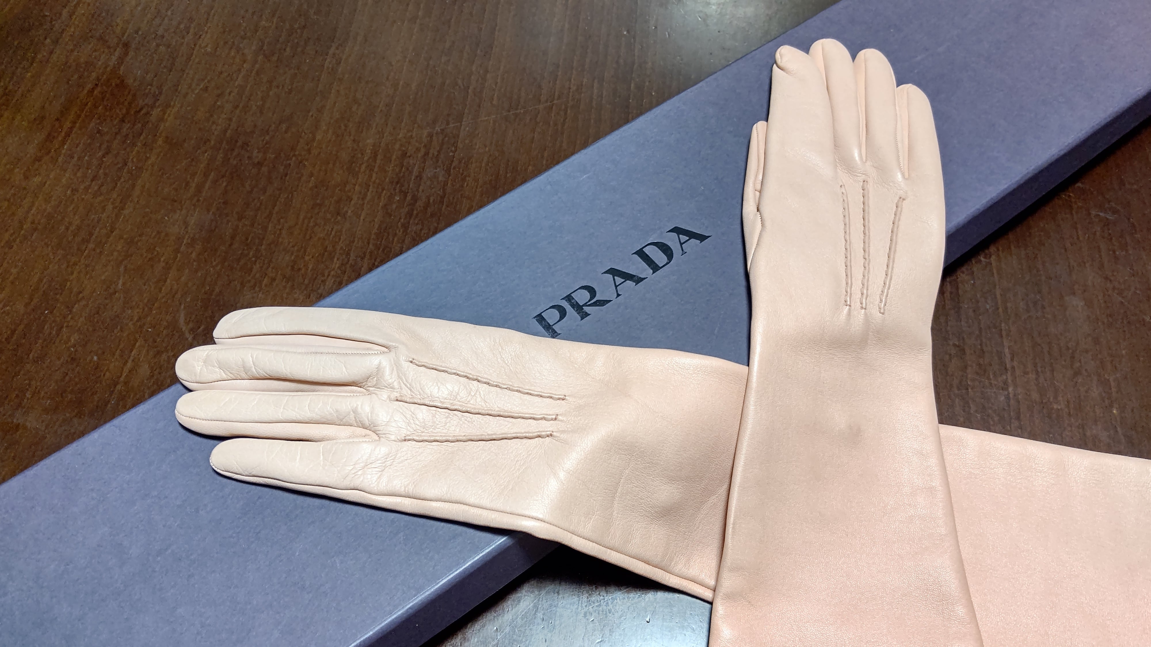 PRADA ロングレザーグローブ ローズ