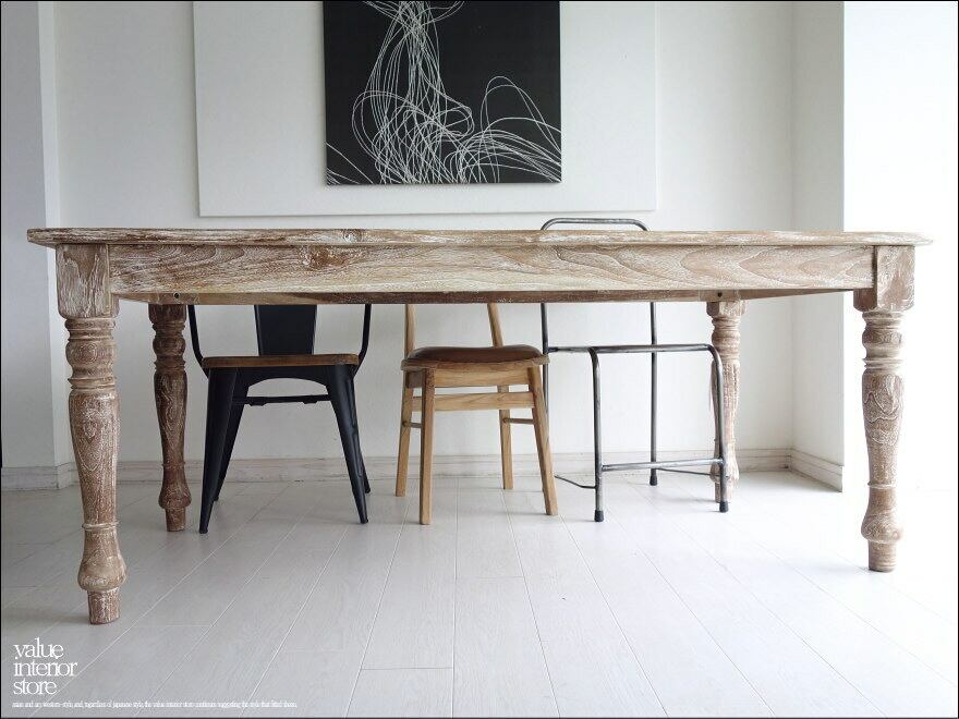 オールドチークダイニングテーブルWW 食卓テーブル 机 デスク 手作り 新品 天然木 木製 ナチュラル 和 銘木家具 総無垢材 幅180cm×奥90cm