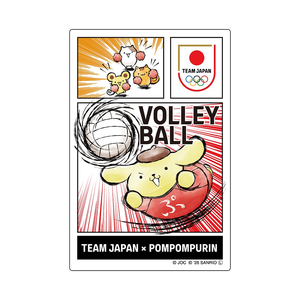 TEAM JAPAN×ポムポムプリン ステッカー バレーボール
