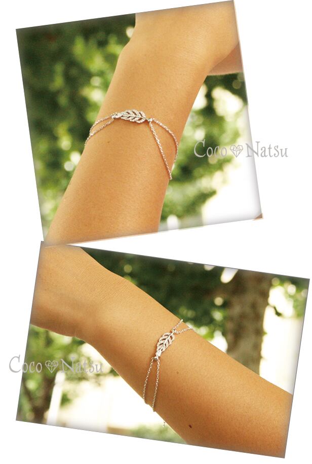 メッシュリーフ ブレスレット Leaf CZダイヤ マイクロセッティング