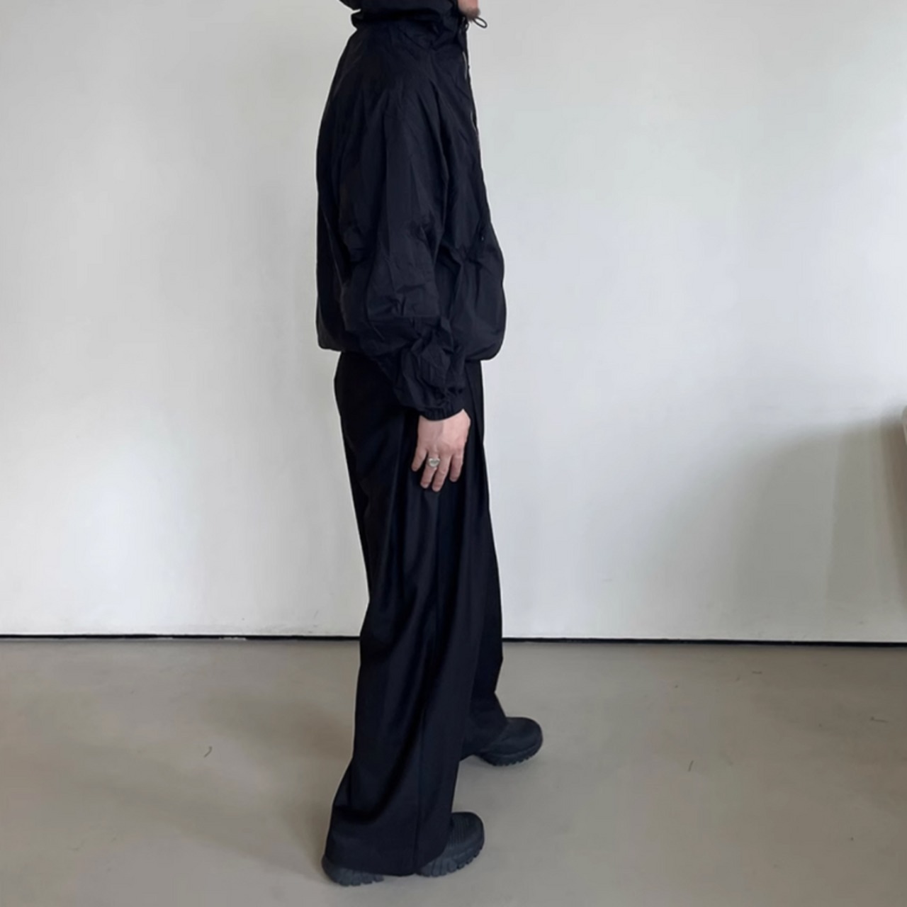 サイド3プリーツルーズドレープパンツ　0741