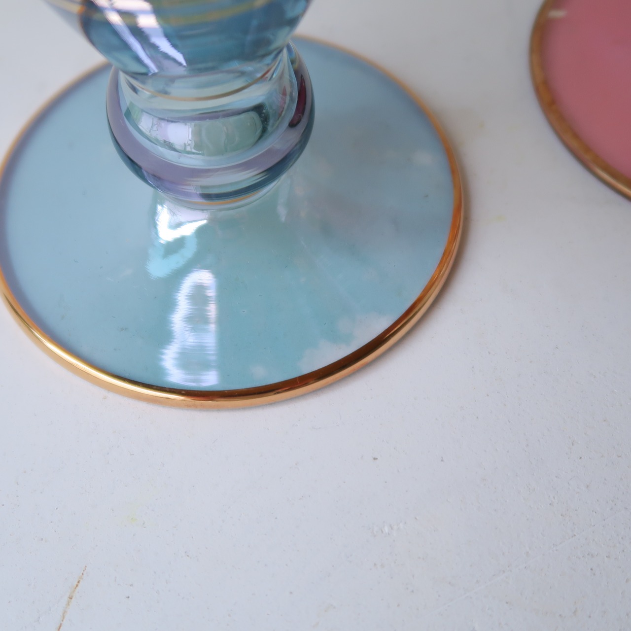 切子と金彩の花瓶-スカイブルー