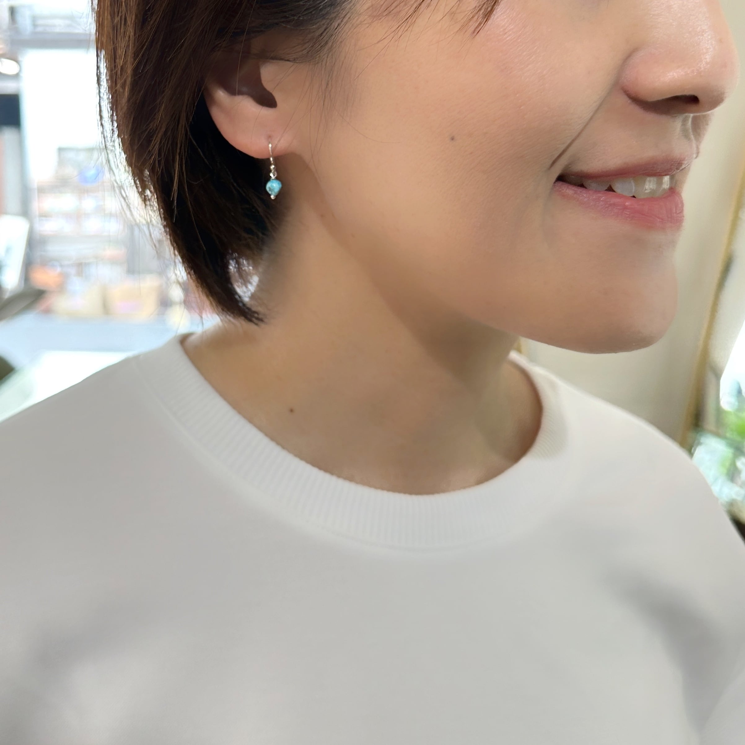 Lagoon Original シンプル &スモール ターコイズ フックピアス 小さめ