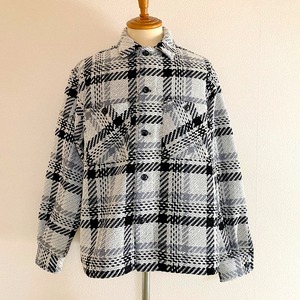 Tweed Check CPO Shirts Blouson　Gray