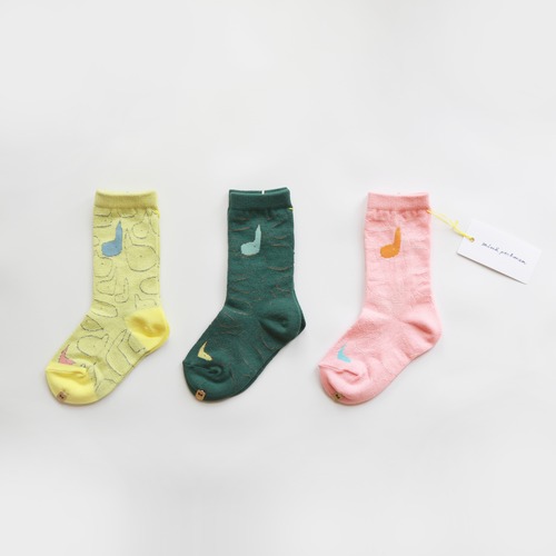 mina perhonen / chit-chat ソックス / yellow・green・pink / 13-15cm・16-18cm・19-21cm