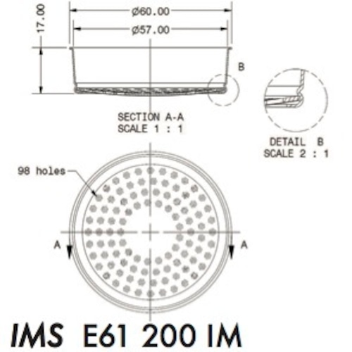 シャワースクリーン ● IMS Competition E61用 200µM