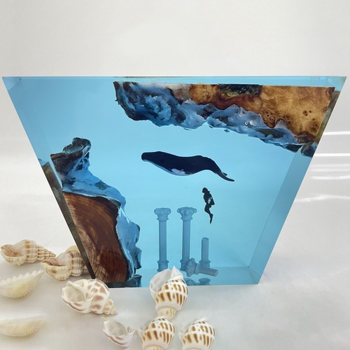 クジラ樹脂ランプ レジン 手作り ホームデコレーション ベッドサイドランプ ベッドサイドテーブル用のユニークな樹脂照明 寝室のナイトスタンド