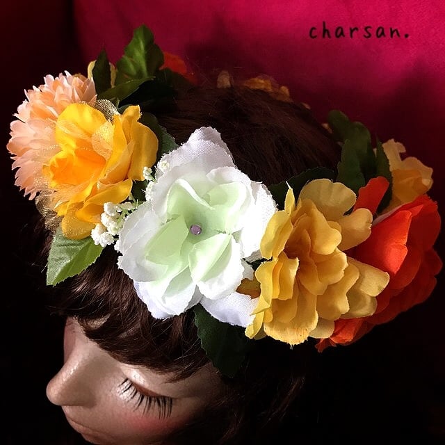 【完全受注制作/カラー変更可】ふわふわ花かんむり | ~Hand made accessorys shop~ *charsan. powered by  BASE