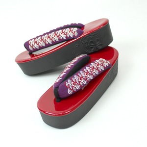 草履 厚底 こっぽり風  ウレタンソール 縮緬 刺繍 やわらか鼻緒 下駄 小紋 浴衣に  赤 紫 青海波 成人式 卒業式 袴 前撮り モダン