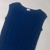 カシミヤ100% TSE セイ ノースリーブ ニット セーター M/ブルー レディース