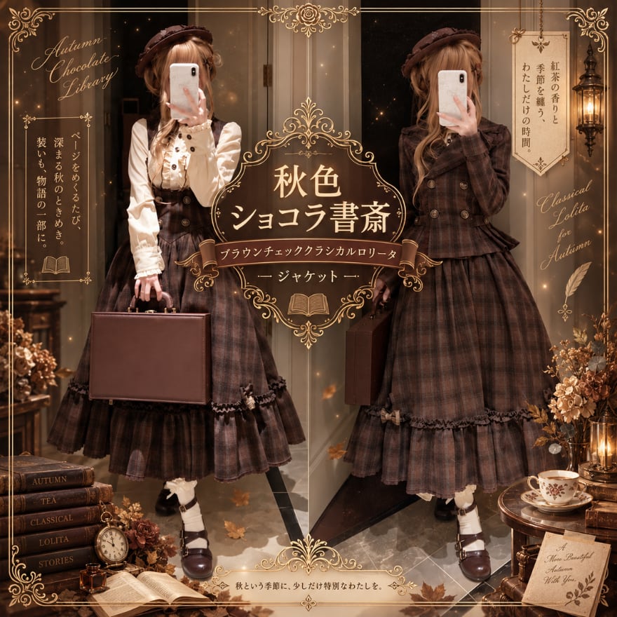 秋色ショコラ書斎 ブラウンチェッククラシカルロリータ|ジャケット