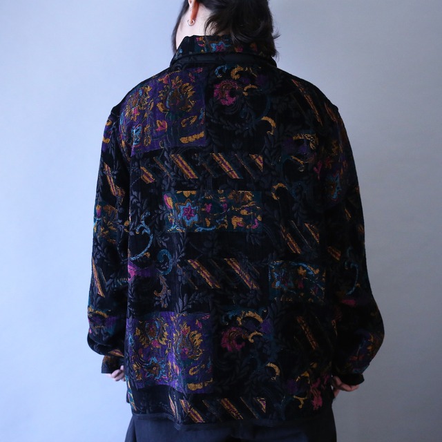 "reversible" beautiful pattern box silhouette chenille weave jacket